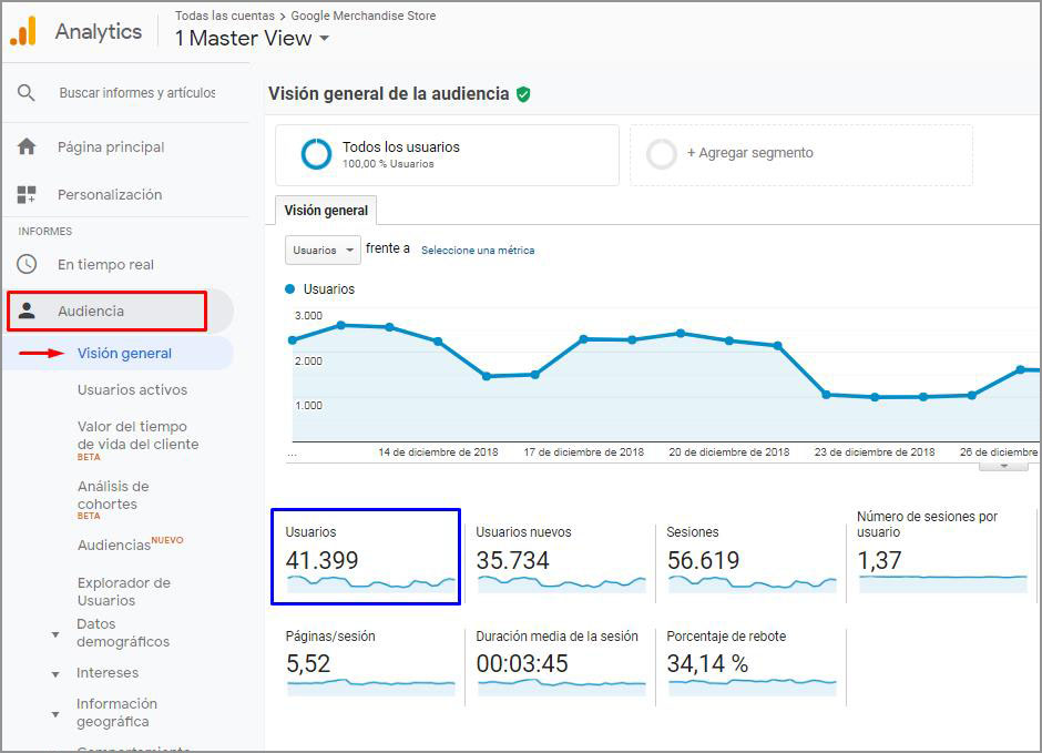 Visualización de usuarios en Google Analytics Visualización de usuarios en Google Analytics